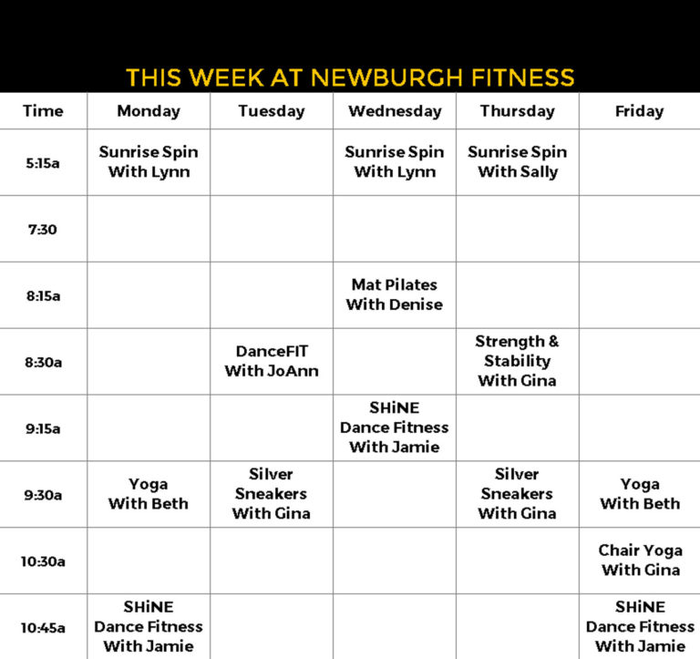 Newburgh Indiana Fitness Class Schedule 24 Hour Gym in Newburgh, IN